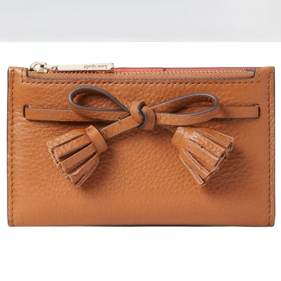 NWT Kate Spade Hayes Small Wallet in Warm Gingerbread brown leather Red - Picture 5 of 14